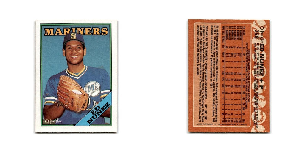 Edwin Nunez 1988 O-Pee-Chee #258 Seattle Mariners Baseball Card NM