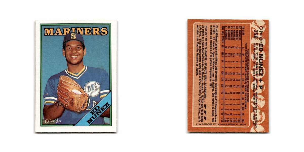 Edwin Nunez 1988 O-Pee-Chee #258 Seattle Mariners Baseball Card NM