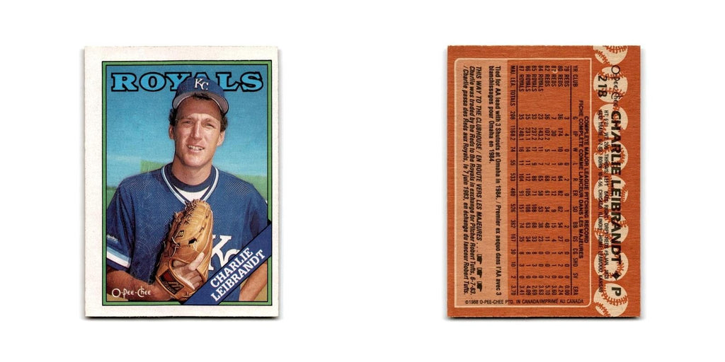 Charlie Leibrandt 1988 O-Pee-Chee #218 Kansas City Royals Baseball Card NM