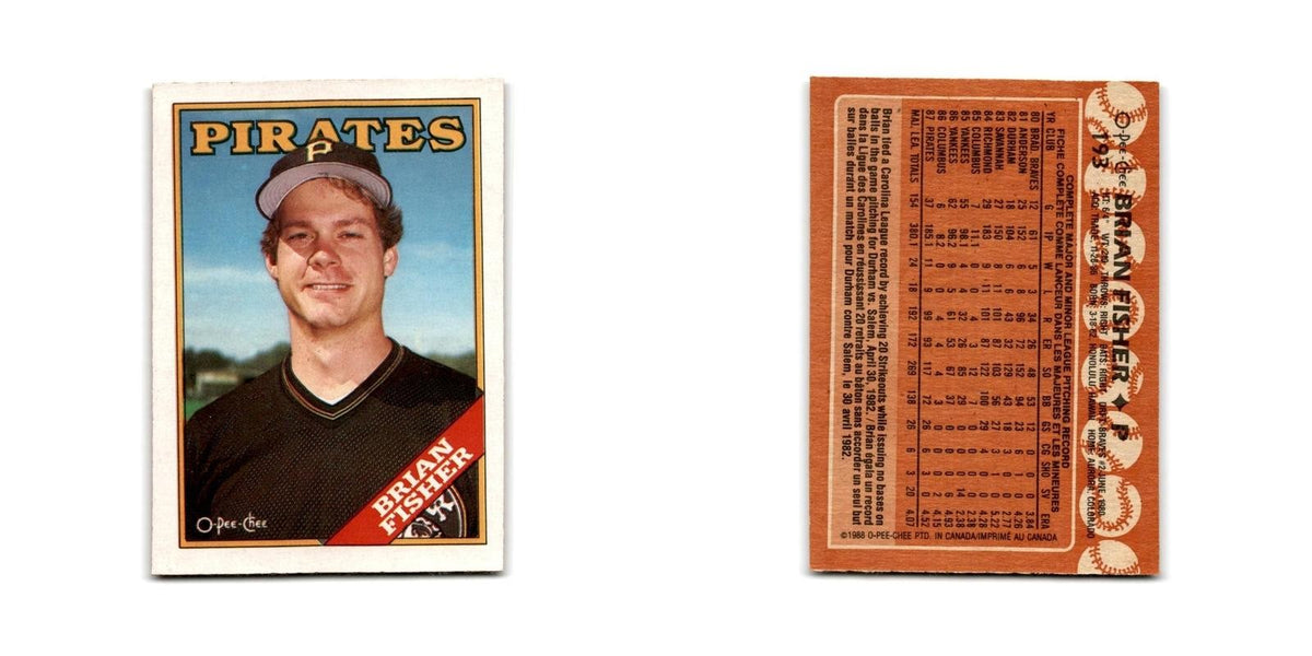 Brian Fisher 1988 O-Pee-Chee #193 Pittsburgh Pirates Baseball Card NM