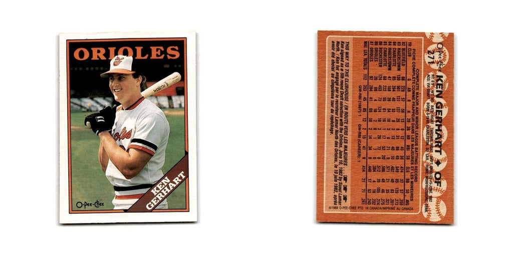 Ken Gerhart 1988 O-Pee-Chee #271 Baltimore Orioles Baseball Card NM