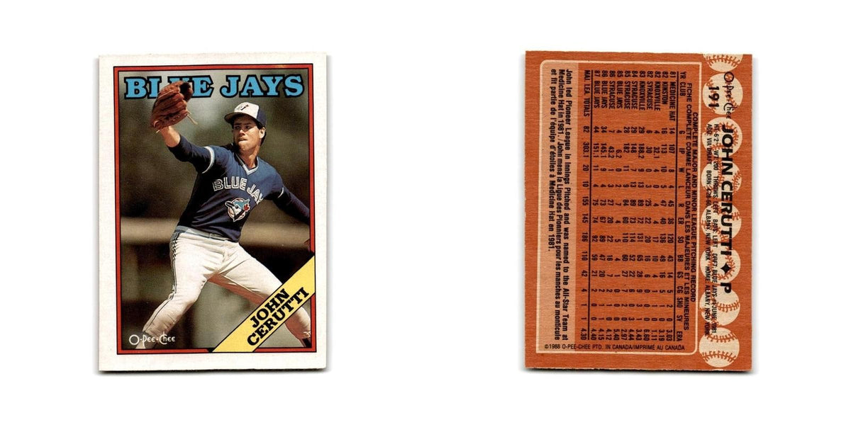 John Cerutti 1988 O-Pee-Chee #191 Toronto Blue Jays Baseball Card NM