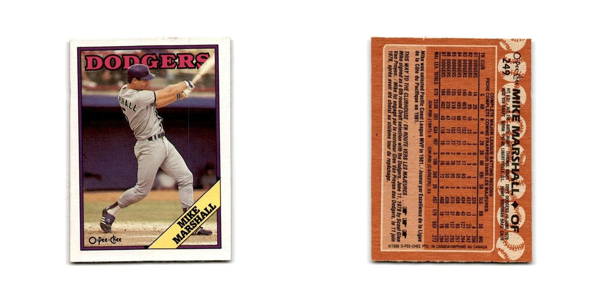 Mike Marshall 1988 O-Pee-Chee #249 Los Angeles Dodgers Baseball Card NM