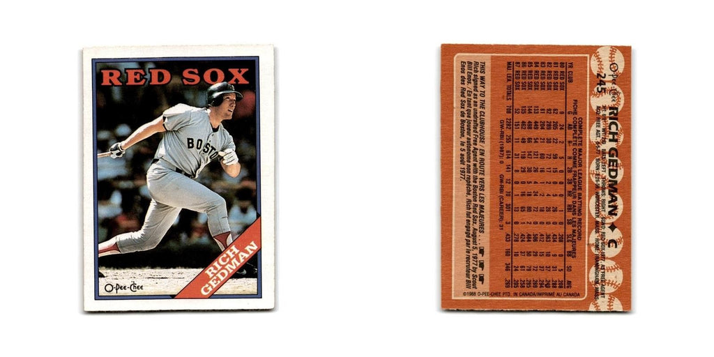 Rich Gedman 1988 O-Pee-Chee #245 Boston Red Sox Baseball Card NM