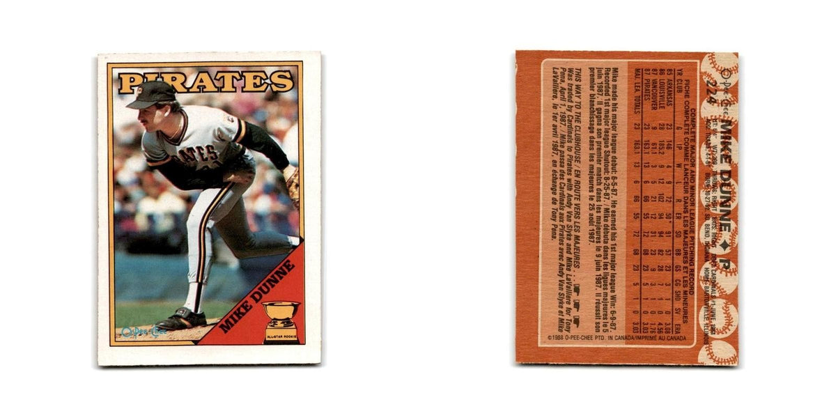 Mike Dunne 1988 O-Pee-Chee #224 Pittsburgh Pirates Baseball Card NM