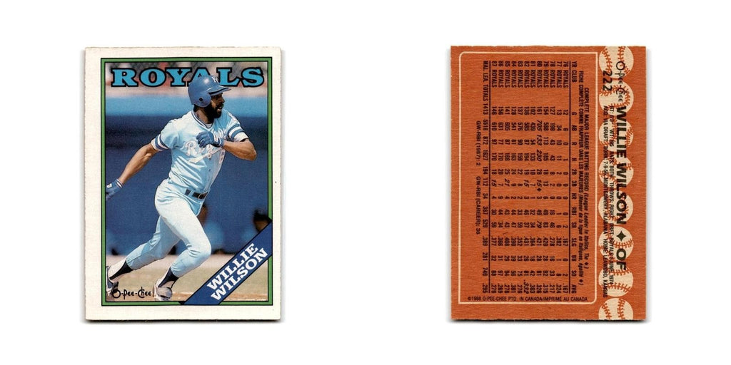 Willie Wilson 1988 O-Pee-Chee #222 Kansas City Royals Baseball Card NM