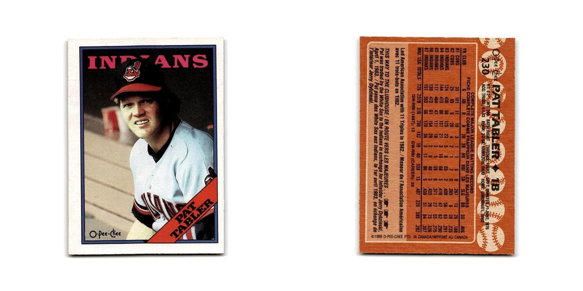 Pat Tabler 1988 O-Pee-Chee #230 Cleveland Indians Baseball Card NM