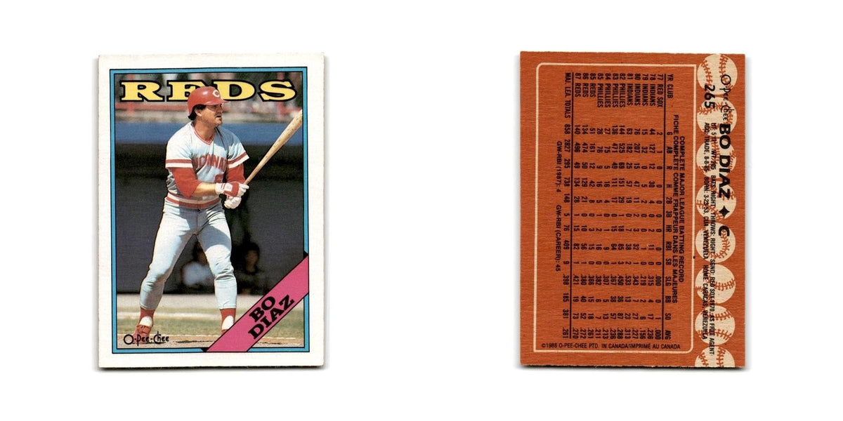 Bo Diaz 1988 O-Pee-Chee #265 Cincinnati Reds Baseball Card NM