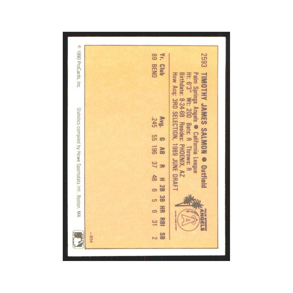 1990 ProCards Tim Salmon Palm Springs Angels #2593