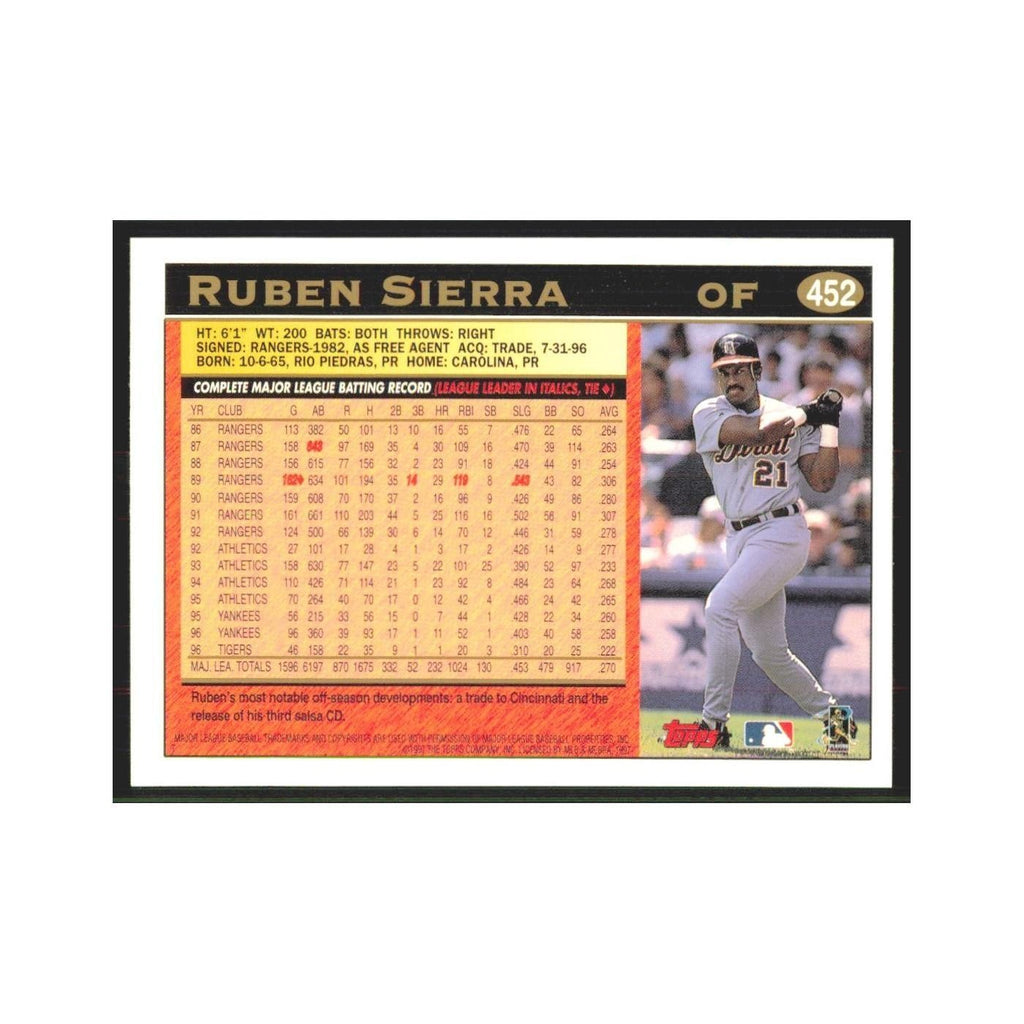 1997 Topps Ruben Sierra Tigers #452