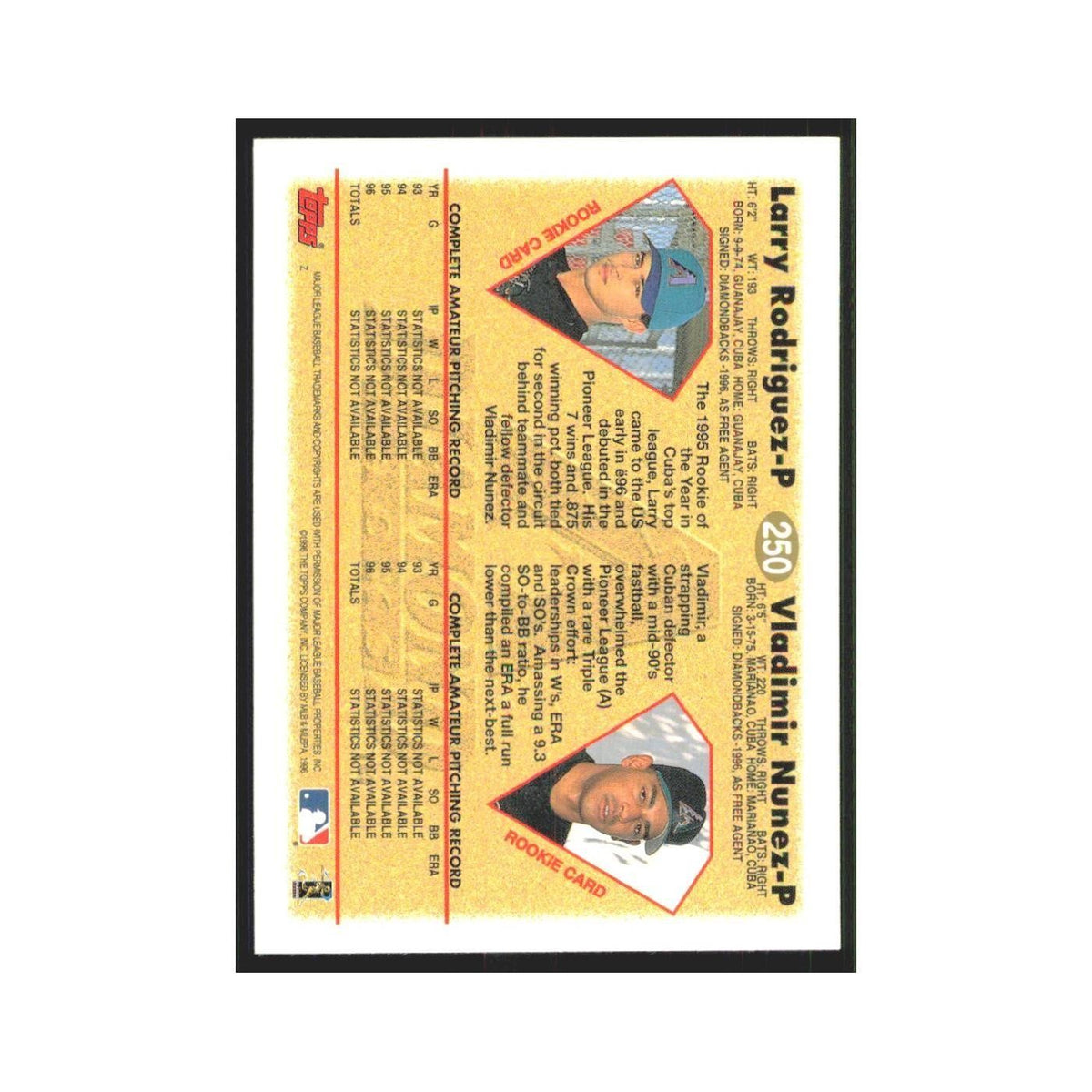 1997 Topps Vladimir Nunez/Larry Rodriguez Diamondbacks #250
