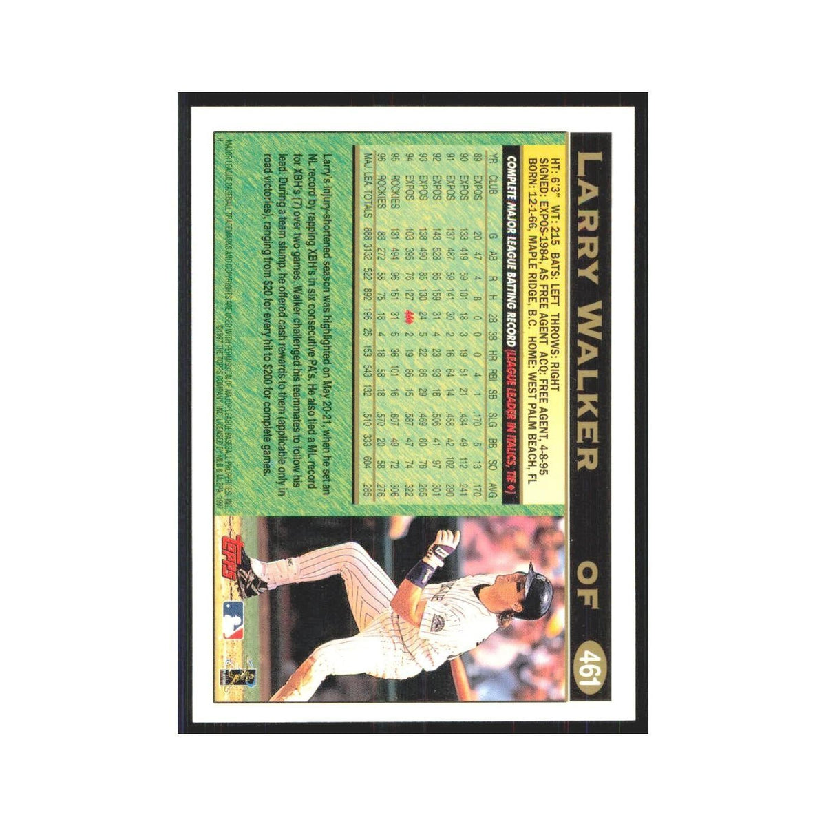 1997 Topps Larry Walker Rockies #461