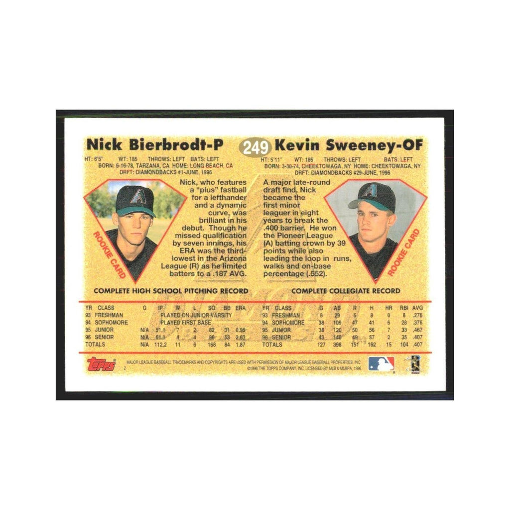1997 Topps Nick Bierbrodt/Kevin Sweeney Diamondbacks #249