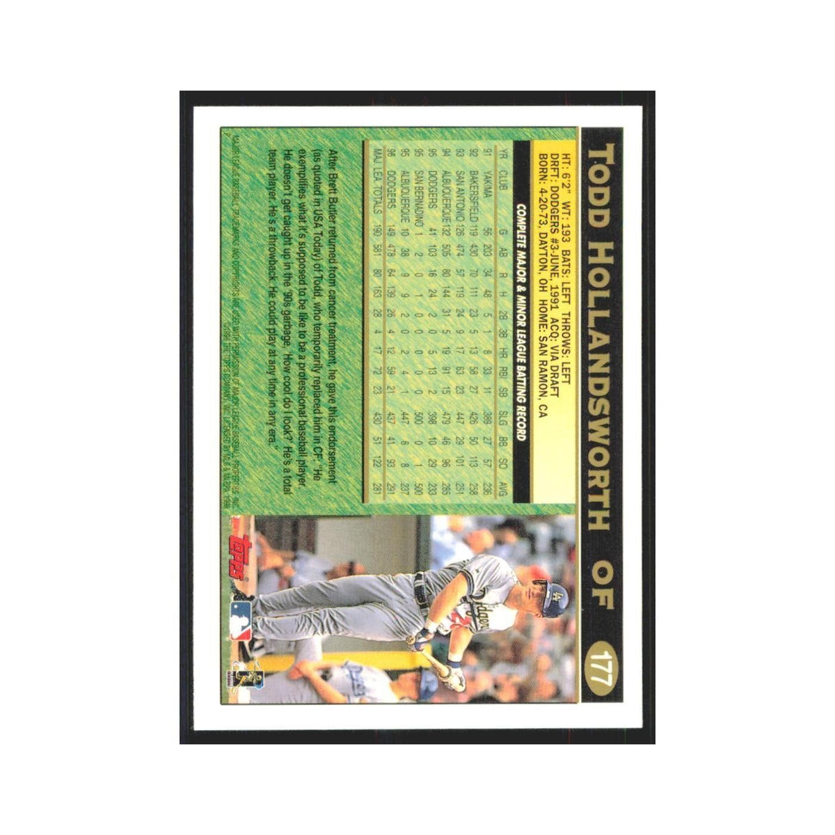 1997 Topps Todd Hollandsworth Dodgers #177
