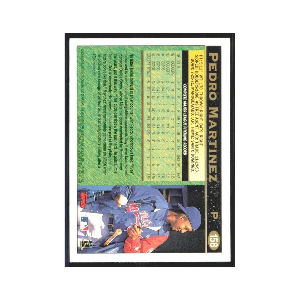 1997 Topps Pedro Martinez Montreal Expos #158