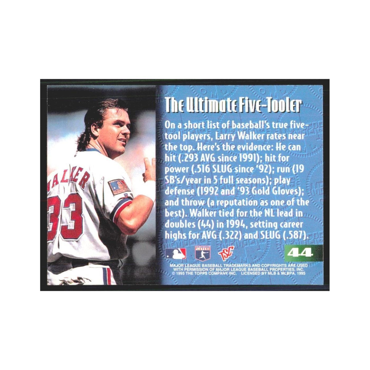 1995 Stadium Club Members Only Larry Walker Montreal Expos #44
