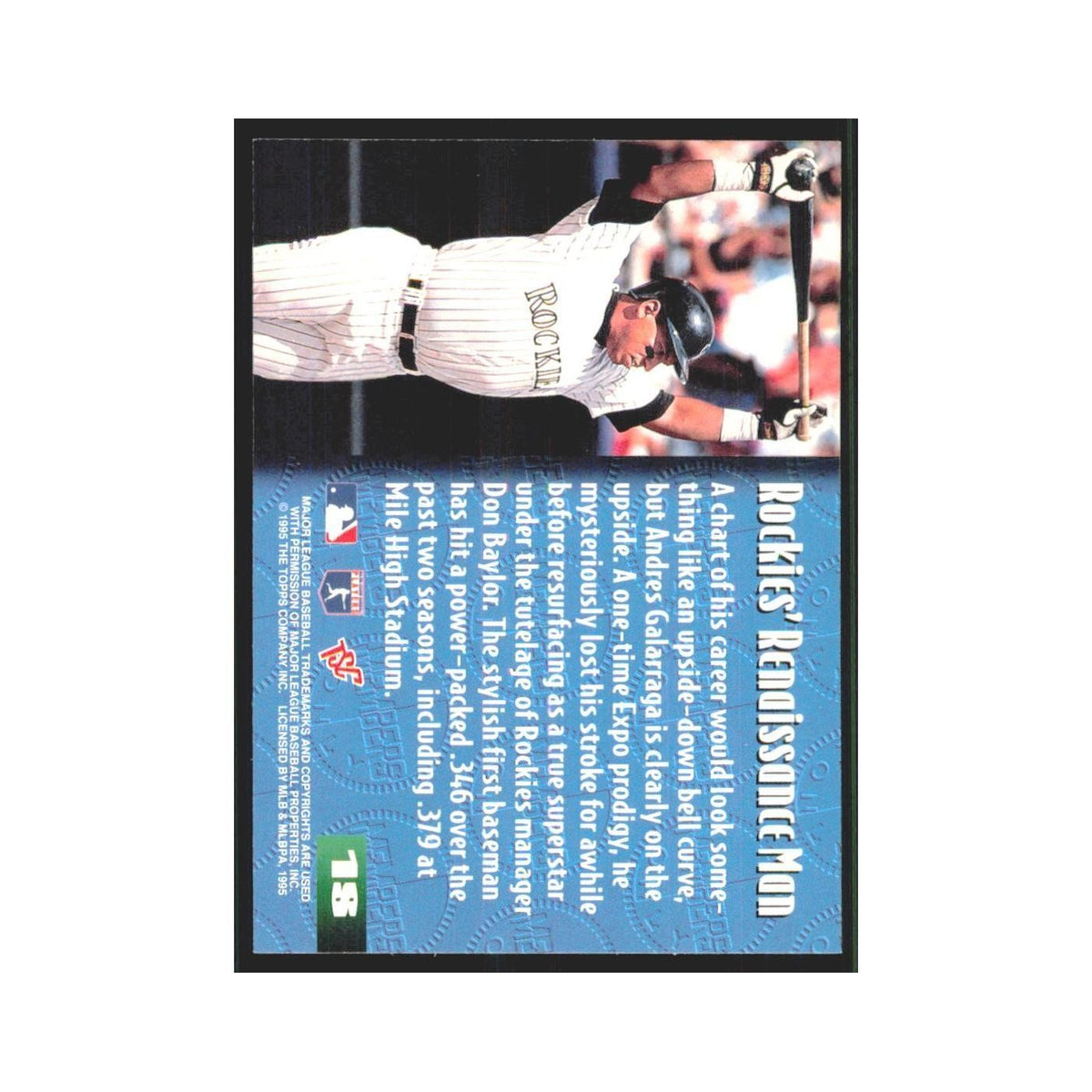 1995 Stadium Club Members Only Andres Galarraga Rockies #18