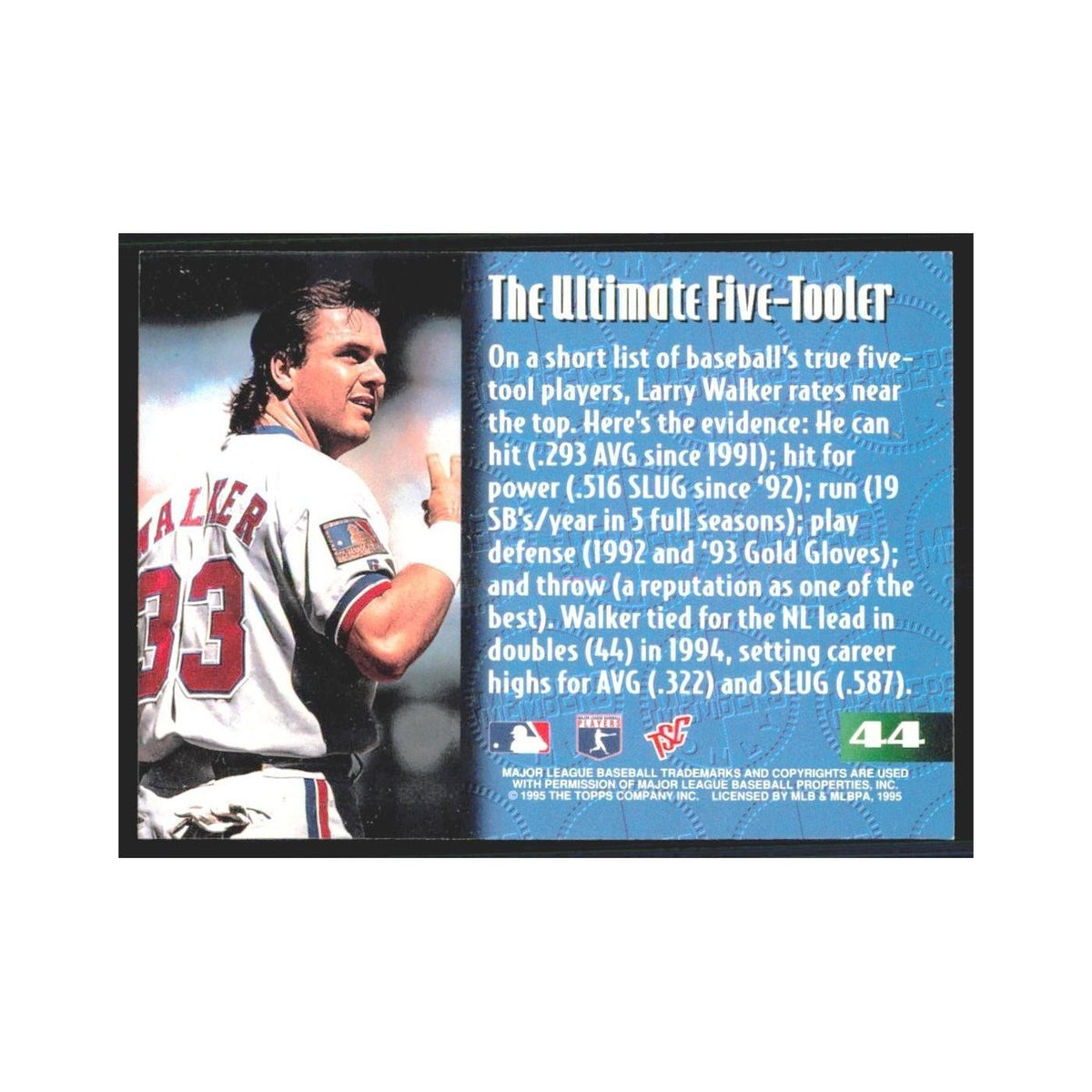 1995 Stadium Club Members Only Larry Walker Montreal Expos #44
