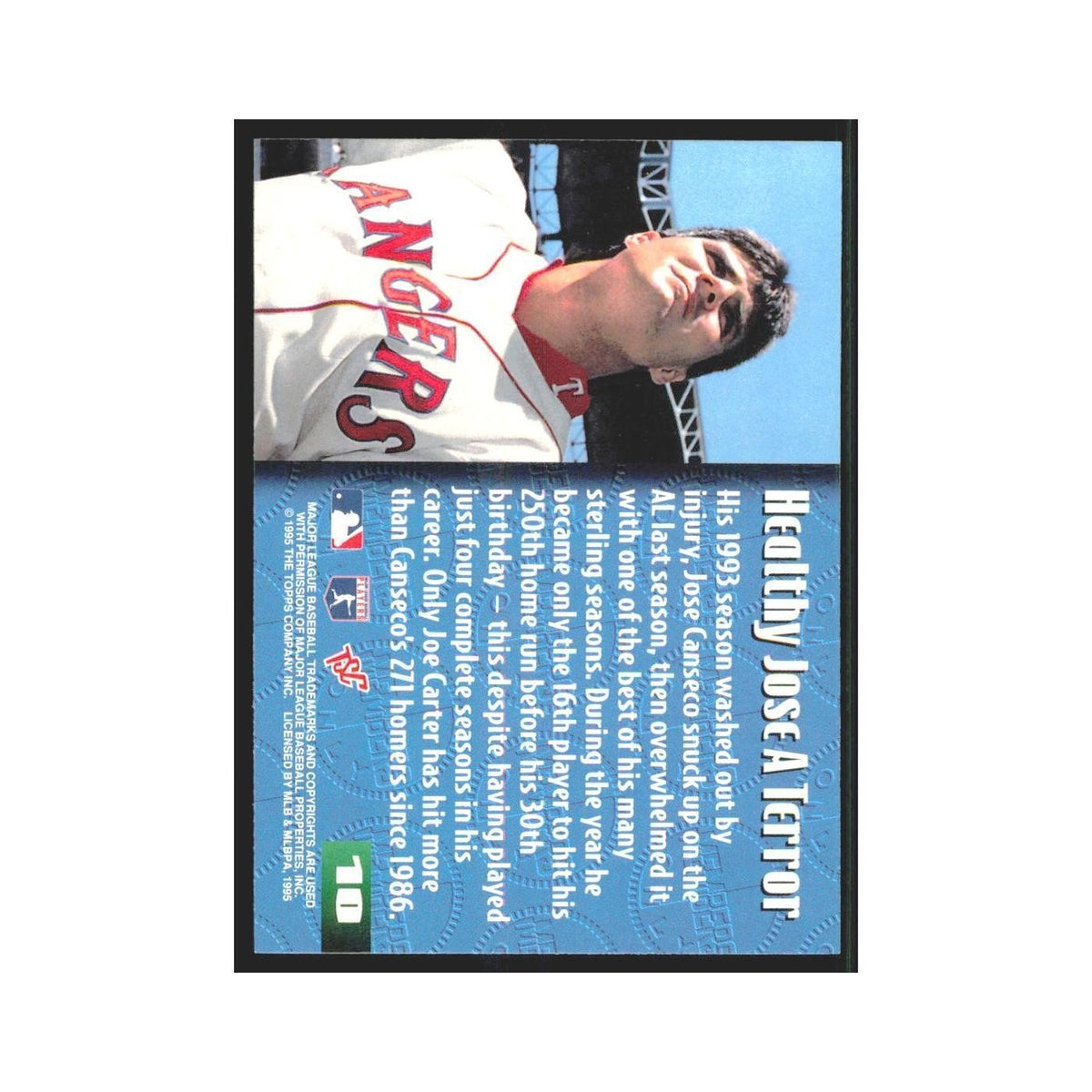 1995 Stadium Club Members Only Jose Canseco Rangers #10