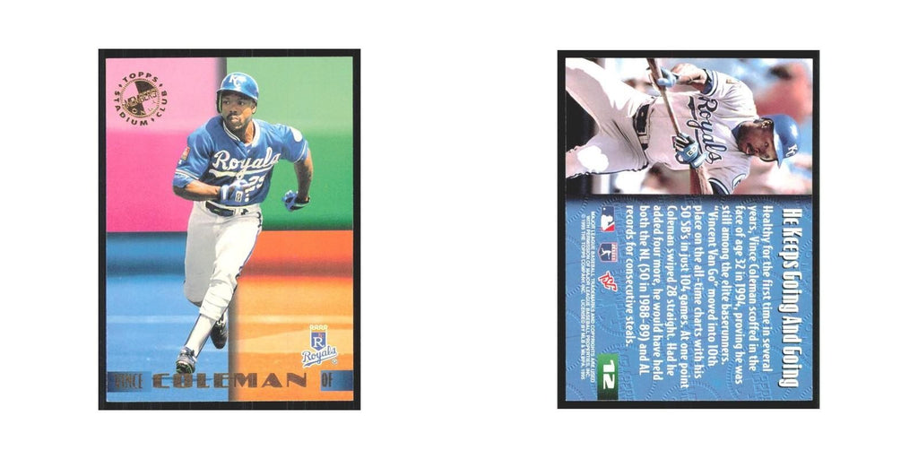 1995 Stadium Club Members Only Vince Coleman Royals #12
