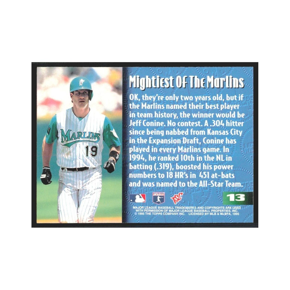 1995 Stadium Club Members Only Jeff Conine Florida Marlins #13