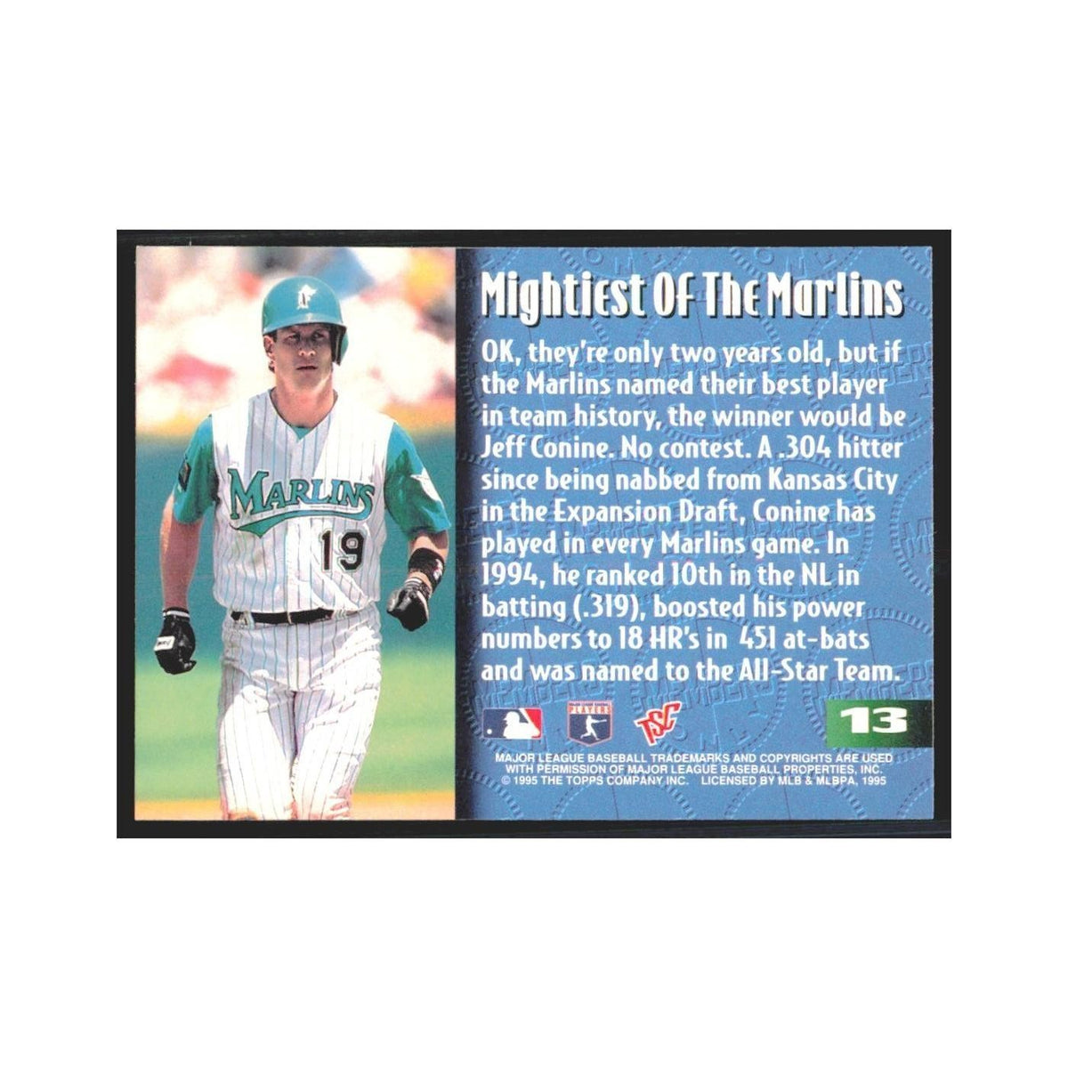 1995 Stadium Club Members Only Jeff Conine Florida Marlins #13