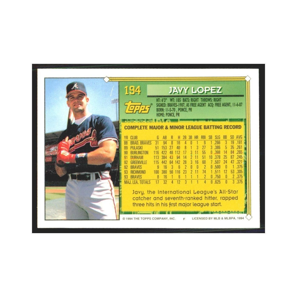 1994 Topps Javy Lopez Braves #194