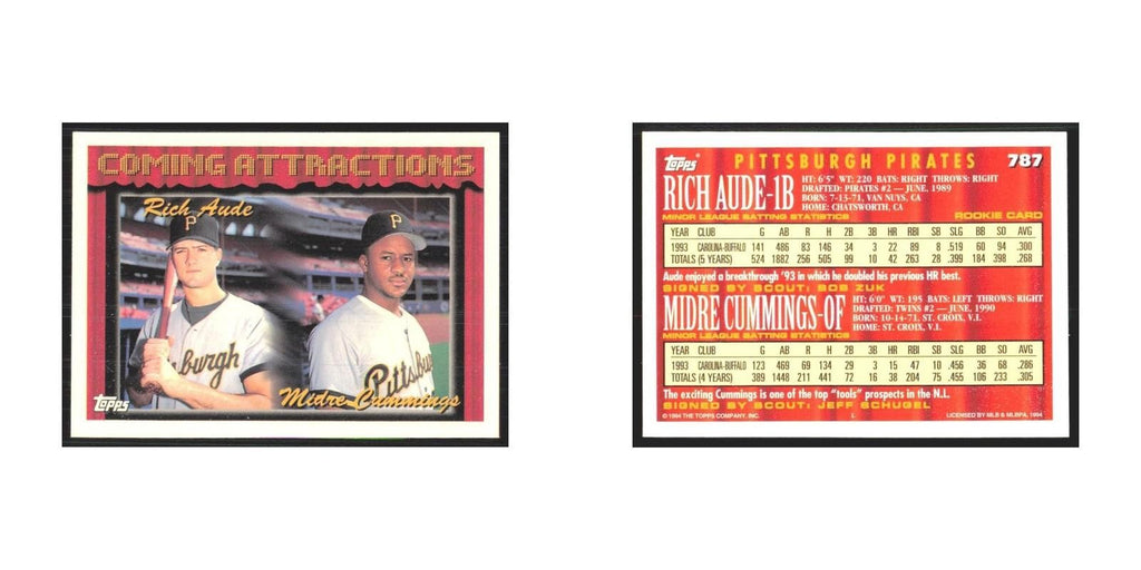 1994 Topps Rich Aude/Midre Cummings Pirates #787