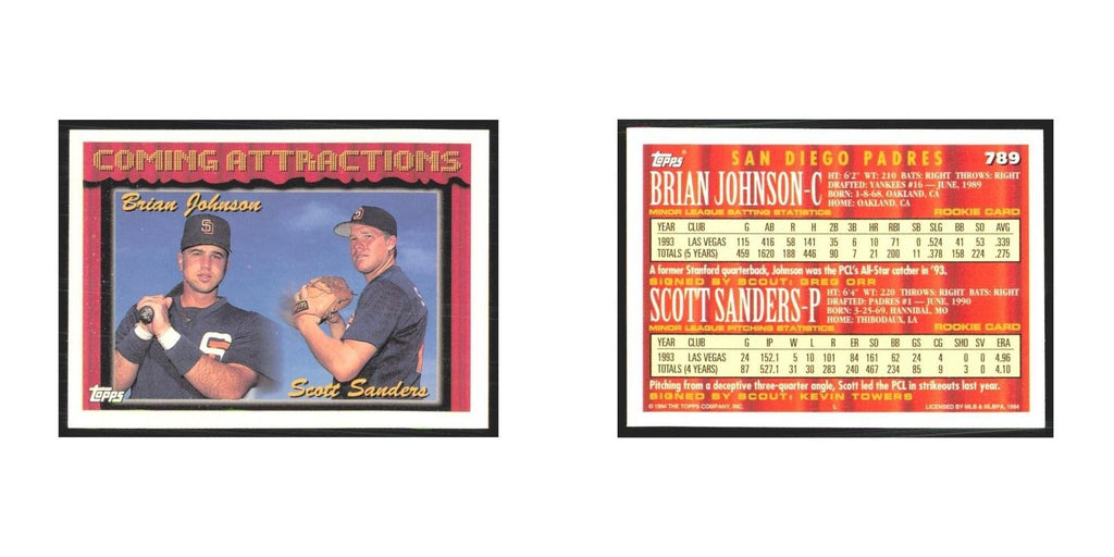1994 Topps Brian Johnson/Scott Sanders Padres #789