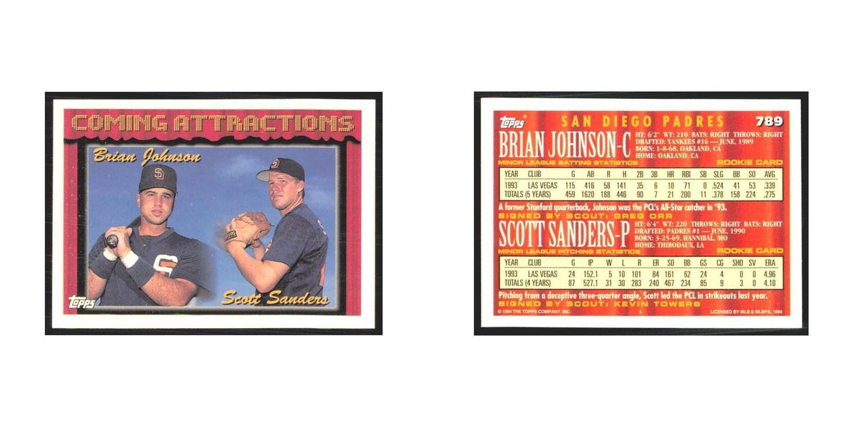 1994 Topps Brian Johnson/Scott Sanders Padres #789