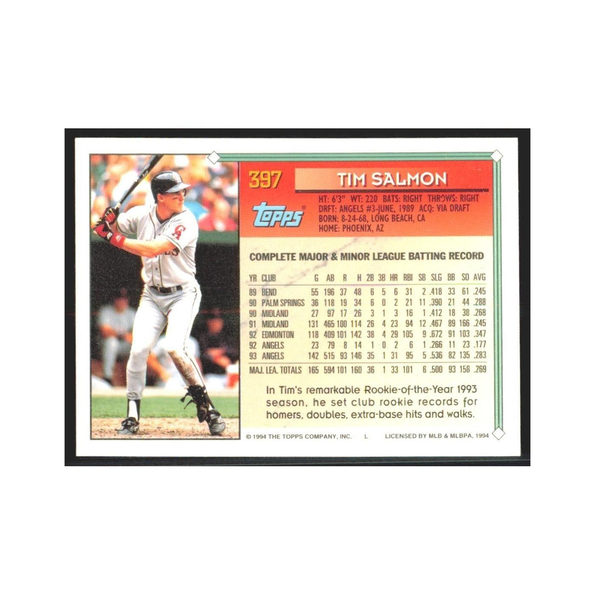 1994 Topps Tim Salmon Angels #397