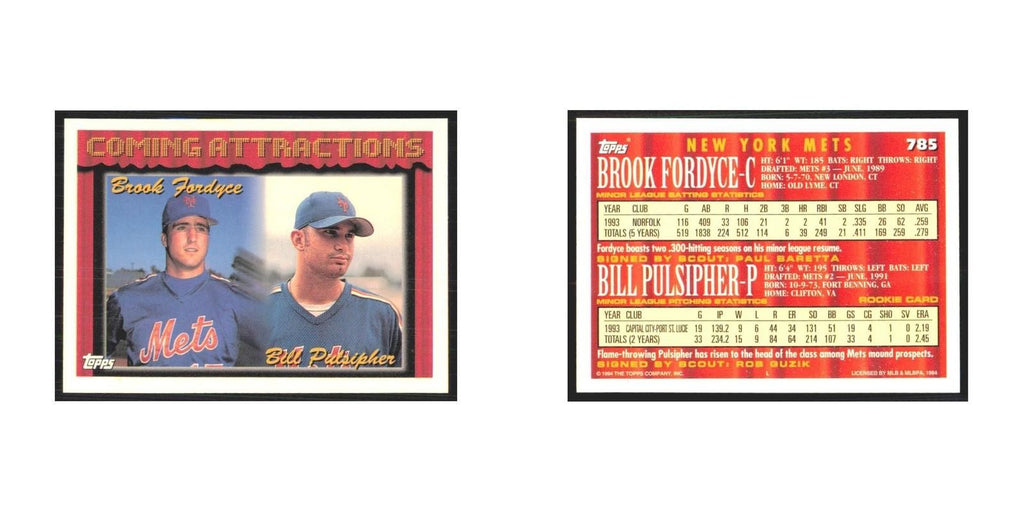 1994 Topps Brook Fordyce/Bill Pulsipher Mets #785