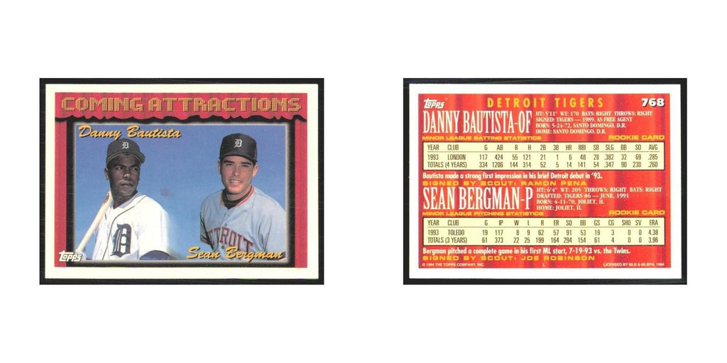 1994 Topps Danny Bautista/Sean Bergman Tigers #768
