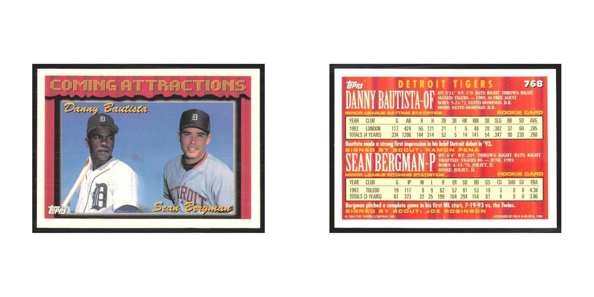 1994 Topps Danny Bautista/Sean Bergman Tigers #768