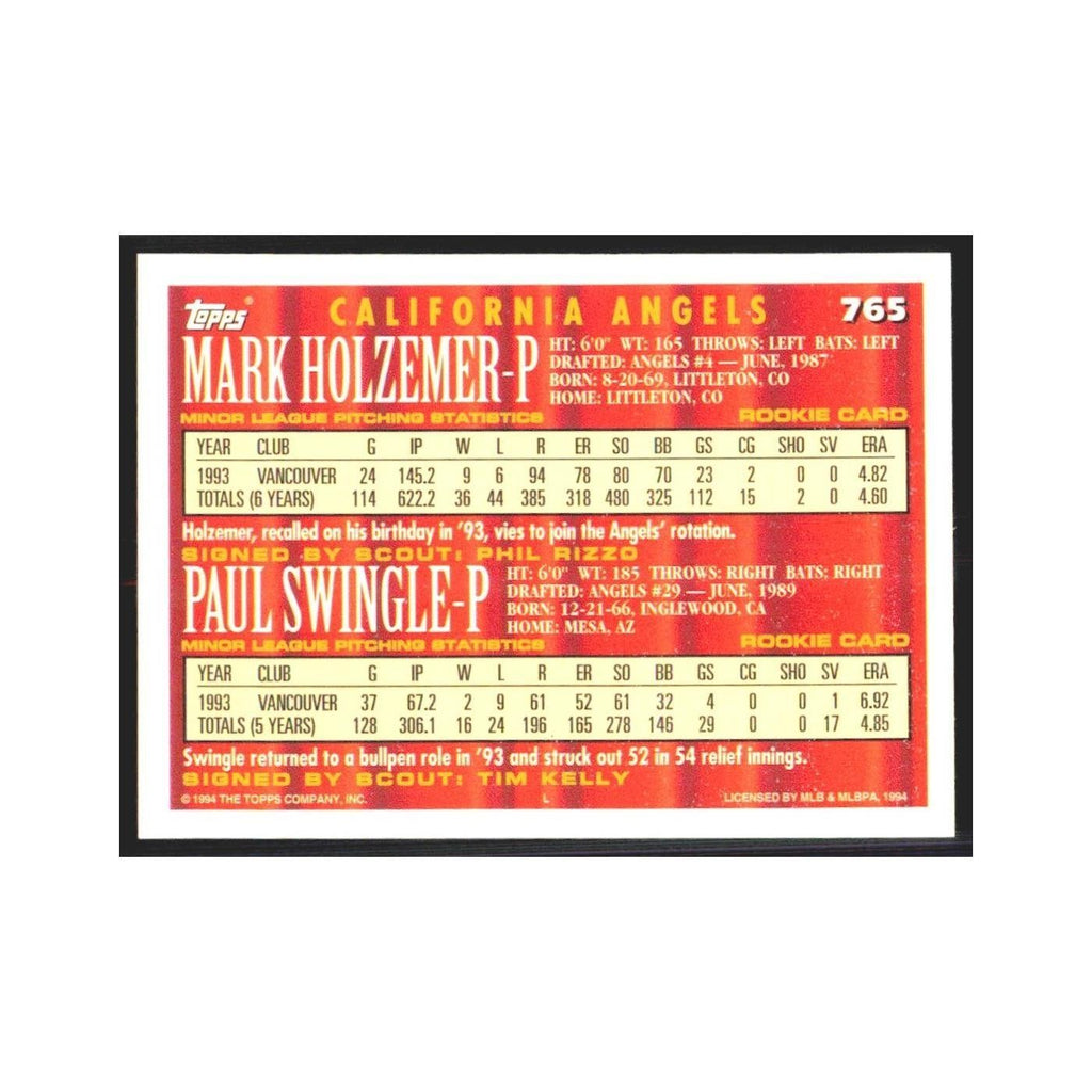 1994 Topps Mark Holzemer/Paul Swingle Angels #765
