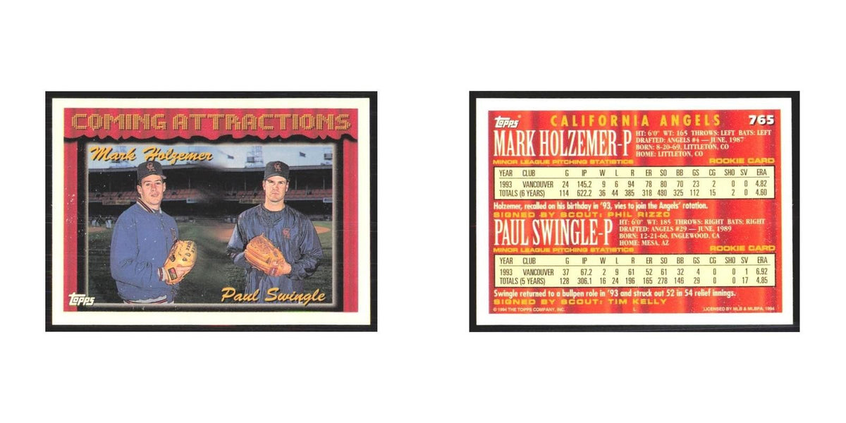 1994 Topps Mark Holzemer/Paul Swingle Angels #765