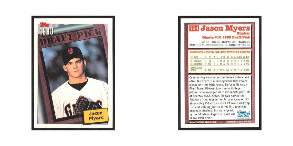 1994 Topps Jason Myers Giants #754