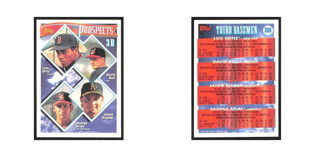 1994 Topps Ortiz/Bell/Giambi/Arias Red Sox/Indians/Athletics/Angesl #389