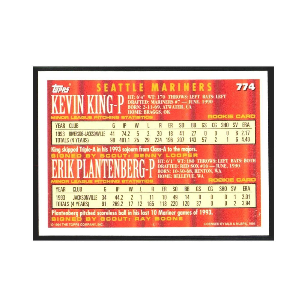 1994 Topps Kevin King/Erik Plantenberg Mariners #774