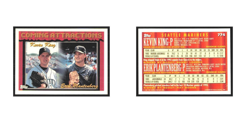 1994 Topps Kevin King/Erik Plantenberg Mariners #774