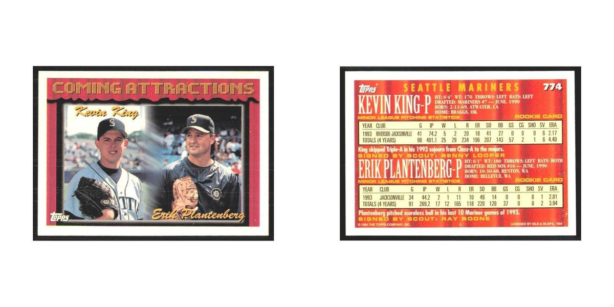 1994 Topps Kevin King/Erik Plantenberg Mariners #774