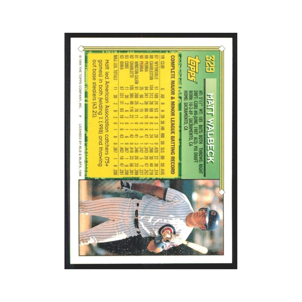 1994 Topps Matt Walbeck Cubs #329