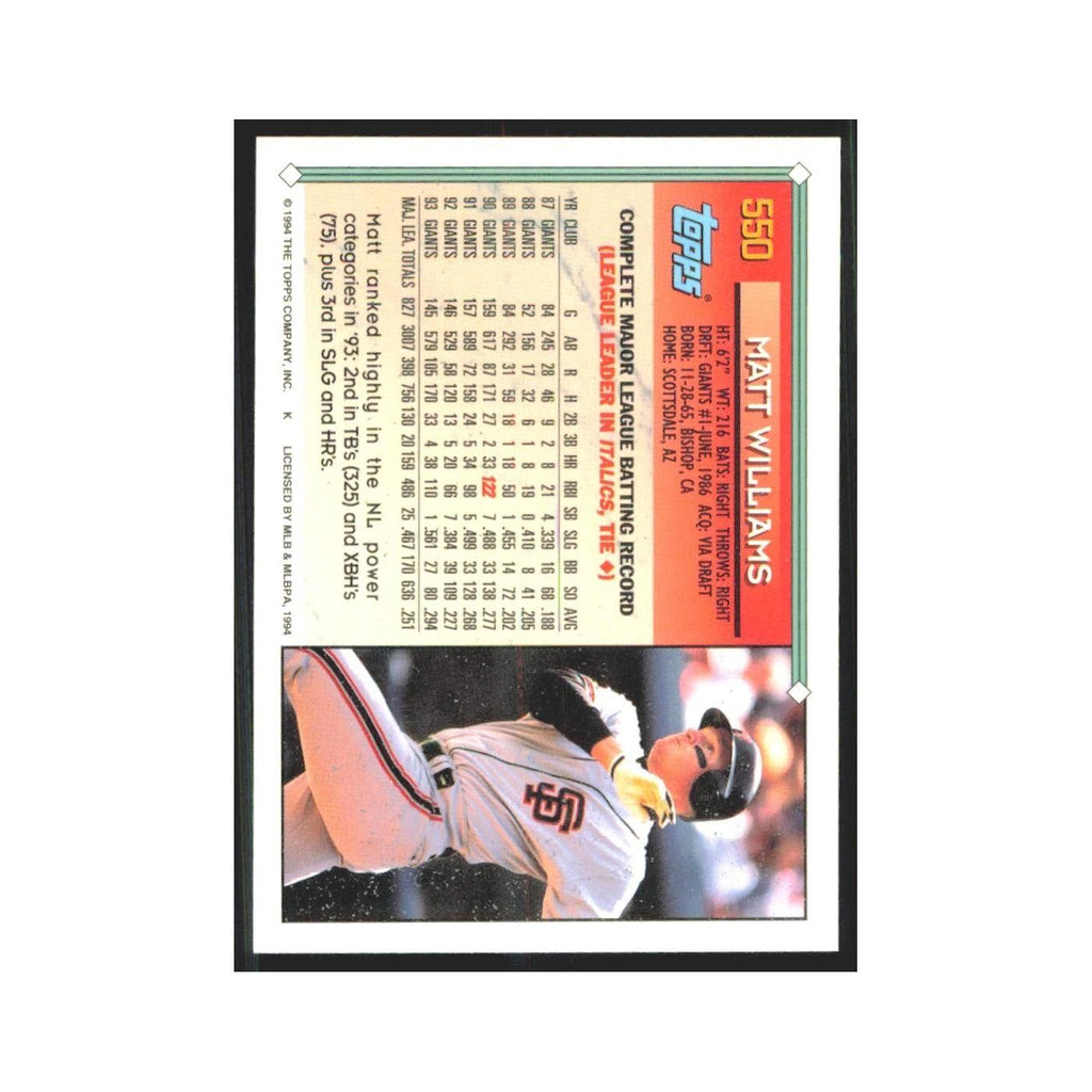 1994 Topps Matt Williams Giants #550