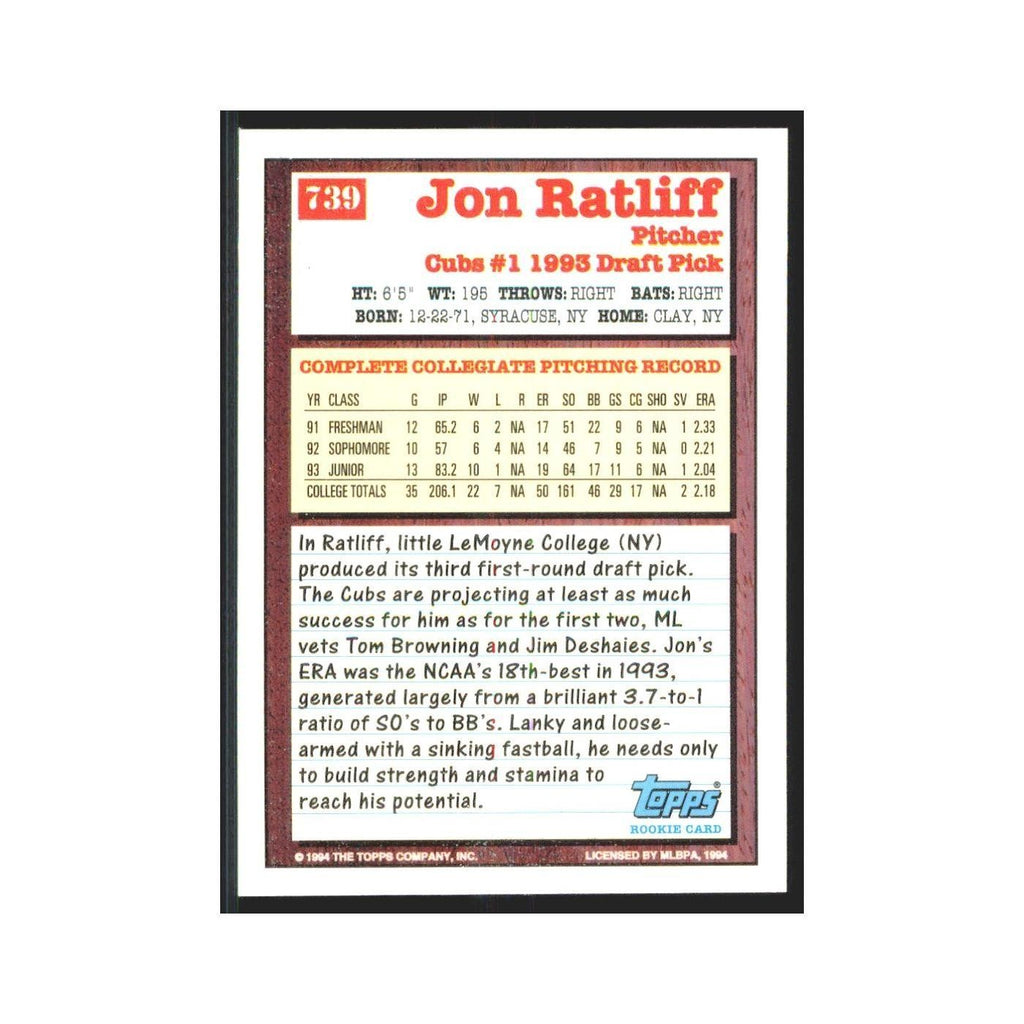 1994 Topps Jon Ratliff Cubs #739