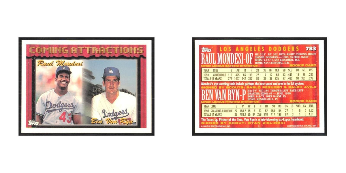 1994 Topps Raul Mondesi/Ben Van Ryn Dodgers #783