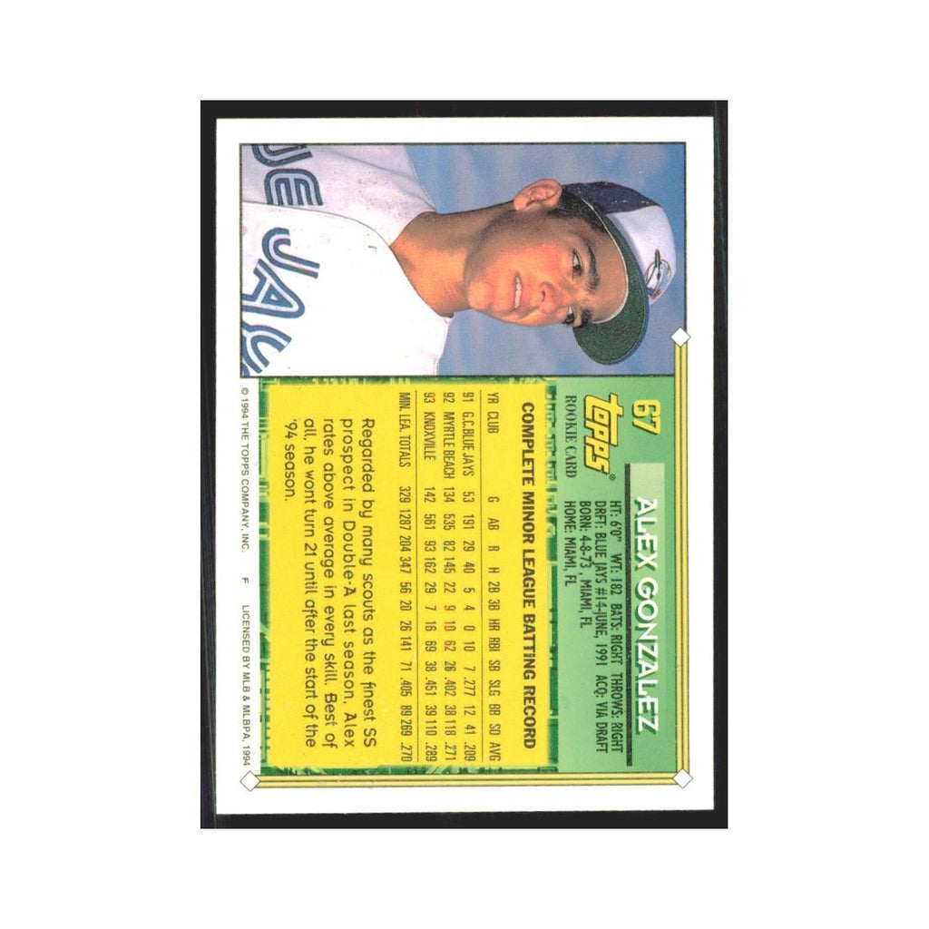 1994 Topps Alex Gonzalez Blue Jays #67