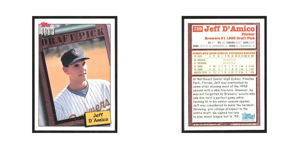 1994 Topps Jeff D'Amico Brewers #759