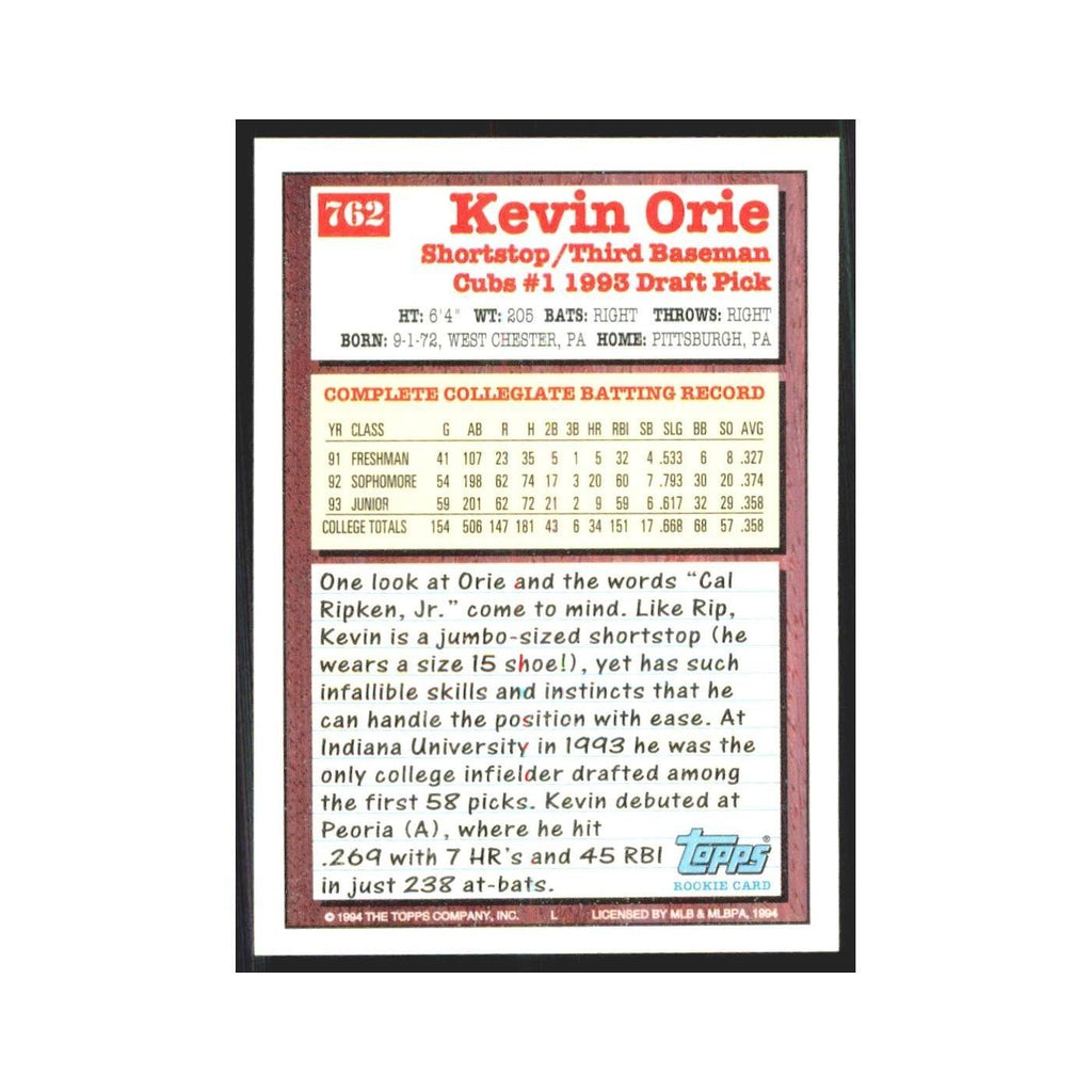 1994 Topps Kevin Orie Cubs #762