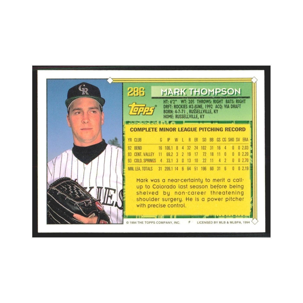 1994 Topps Mark Thompson Rockies #286