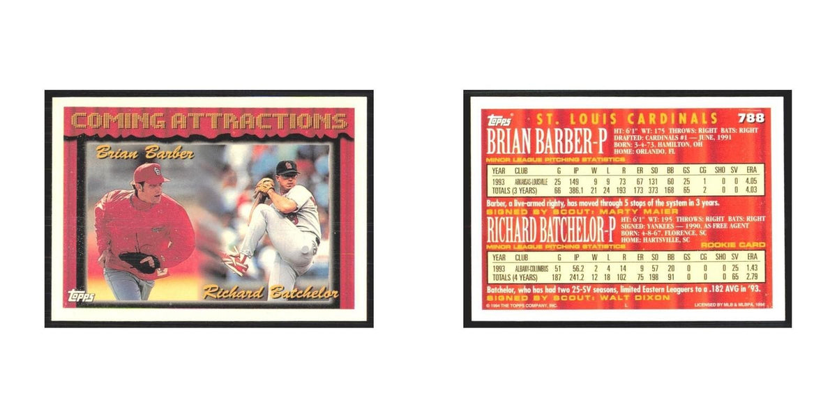 1994 Topps Brian Barber/Rich Batchelor Cardinals #788